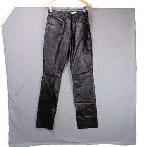 David Lawrence Black Leather Pants Sz 9-10 Vtg Patchwork Style High Rise Flawed